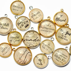"Unfinished" Christian Glass Charm for Jewelry Making, 20mm, Gold or