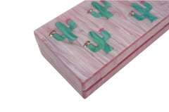 Pink and Green Cactus Acrylic Box Clutch