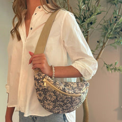 Vintage Floral Sling Bag – Adjustable Crossbody with Wide Strap for