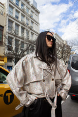 Jacqueline Bomber Jacket in Beige – Stylish Women's Bomber Coat