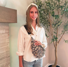 Vintage Floral Sling Bag – Adjustable Crossbody with Wide Strap for