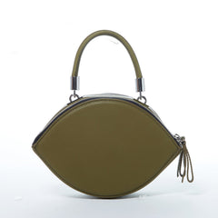 The Kiss Circle Shape Leather Crossbody Bag Olive Green
