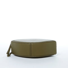 The Kiss Circle Shape Leather Crossbody Bag Olive Green