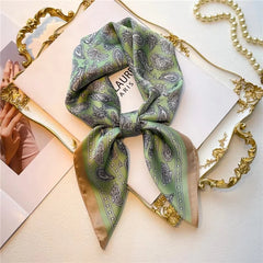 SIMPLEJEWEL 70cm Silk Square Scarf Women Satin Bandana Print Scarves