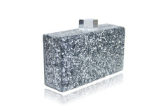 Silver Glitter Acrylic Box Clutch
