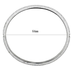 TS328 - Rhodium 925 Sterling Silver Bangle with AAA Grade CZ in Clear