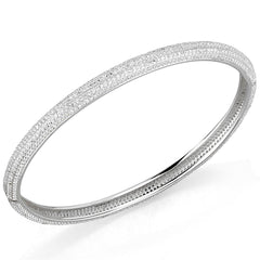 TS328 - Rhodium 925 Sterling Silver Bangle with AAA Grade CZ in Clear