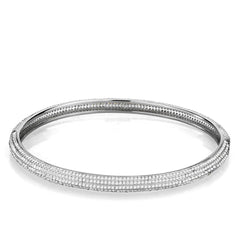 TS328 - Rhodium 925 Sterling Silver Bangle with AAA Grade CZ in Clear