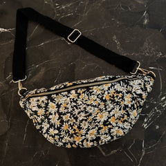 Vintage Floral Sling Bag – Adjustable Crossbody with Wide Strap for
