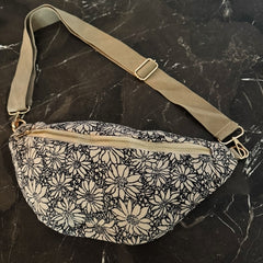 Vintage Floral Sling Bag – Adjustable Crossbody with Wide Strap for