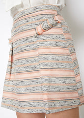 Pink Striped Tweed Mini Skirt