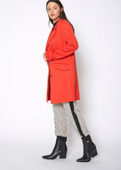 Women's Notch Collar Longline Jacket In Paprika