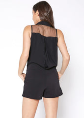 V-Neck Sleeveless Romper In Black