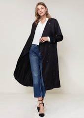 Women's Tie Waist Maxi Trench Coat
