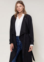 Women's Tie Waist Maxi Trench Coat