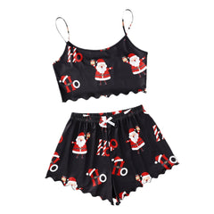 Christmas European And American Thin Pajamas Women's Sleeveless Shorts