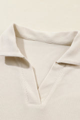 Solid Collared Pullover and Pants Set