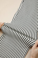 Stripe Denim High Waist Patch Pocket Jeans