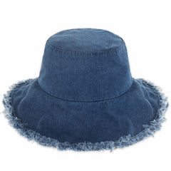 Wide Brim Frayed Bucket Hat for Summer – Lightweight Cotton Sun Hat