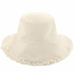 Wide Brim Frayed Bucket Hat for Summer – Lightweight Cotton Sun Hat