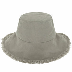 Wide Brim Frayed Bucket Hat for Summer – Lightweight Cotton Sun Hat