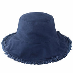 Wide Brim Frayed Bucket Hat for Summer – Lightweight Cotton Sun Hat