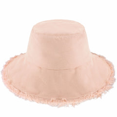 Wide Brim Frayed Bucket Hat for Summer – Lightweight Cotton Sun Hat