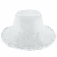 Wide Brim Frayed Bucket Hat for Summer – Lightweight Cotton Sun Hat