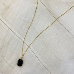 Black Quartz Pendant Necklace