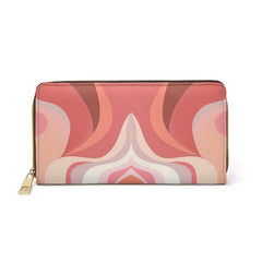 Boho Pink and White Contemporary Art Lined Pattern Womens Zipper