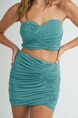 Ruched Tube Crop : Top and Skirt Set