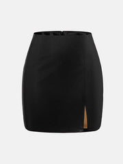 MUNSIEUR Slit Mini Skirt - Designer Zipper Skirt for Women