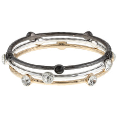 Celeste 610B-1000BWY Celeste Tri-Color Crystal Bangles -Set of 3