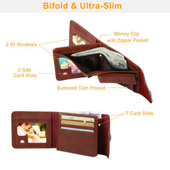 1Pc Men Wallet PU Leather Purse Slim Card Holder Cases With 2 ID