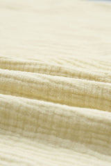 Beige Textured Pocket Split V Neck Plus Size Top