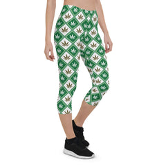 Womens Cannabis Green Capri Leggings