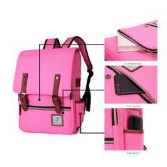Slim Backpack College,School and Business Fits 15-inch Laptop-Hot Pink