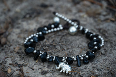 Boho Elephant Silver Stone Bracelets