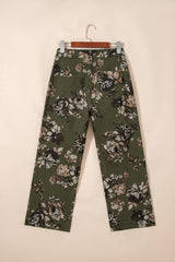 Floral Denim Patch Pocket Straight Leg Jeans
