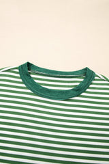 Plus Size Stripe Thermal Reverse Seam Patchwork Top