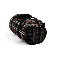 Duffel Bag - Carry on Luggage - Black and Orange Plaid