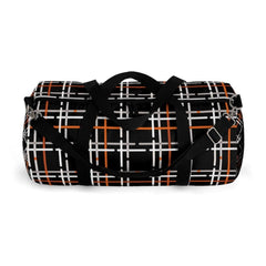 Duffel Bag - Carry on Luggage - Black and Orange Plaid