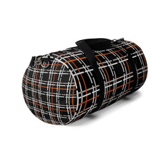 Duffel Bag - Carry on Luggage - Black and Orange Plaid