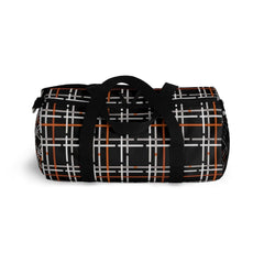 Duffel Bag - Carry on Luggage - Black and Orange Plaid