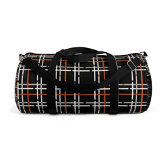 Duffel Bag - Carry on Luggage - Black and Orange Plaid