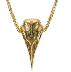 Mens Fashionable Vintage Viking Symbol Skull Eagle Beak Pendant