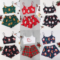 Christmas European And American Thin Pajamas Women's Sleeveless Shorts