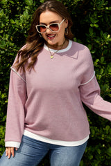 Plus Size Contrast Trim Drop Shoulder Top