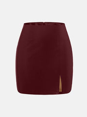 MUNSIEUR Slit Mini Skirt - Designer Zipper Skirt for Women