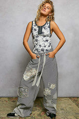 POL Floral Round Neck Cropped Ribbed Tank